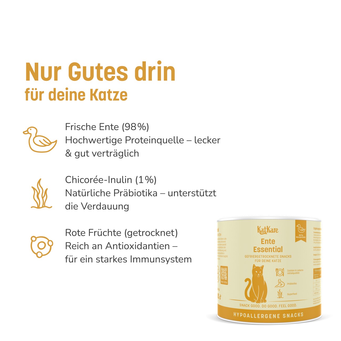 KatKare Hypoallergener Gefriergetrockneter Snack Ente Essential 70 g