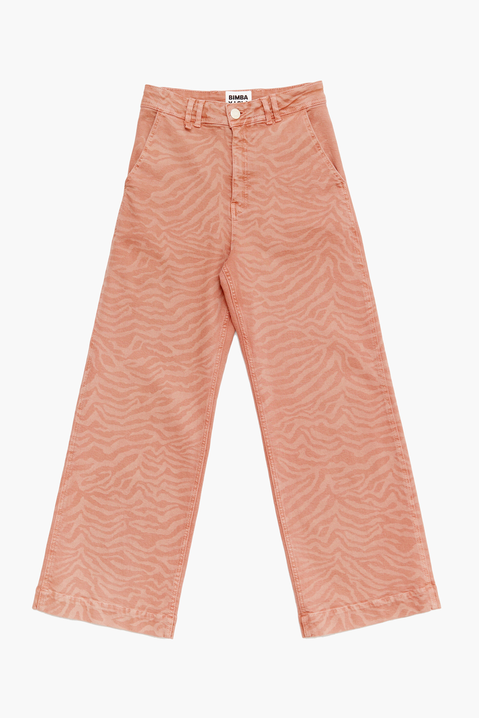 CULOTTE - Calça jeans de cintura alta com estampa de tigre cor damasco