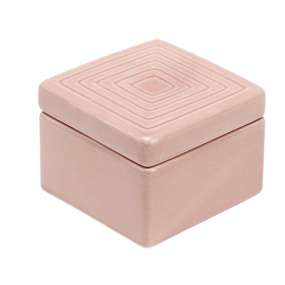 Boîte carrée céramique rose 11x11x8cm