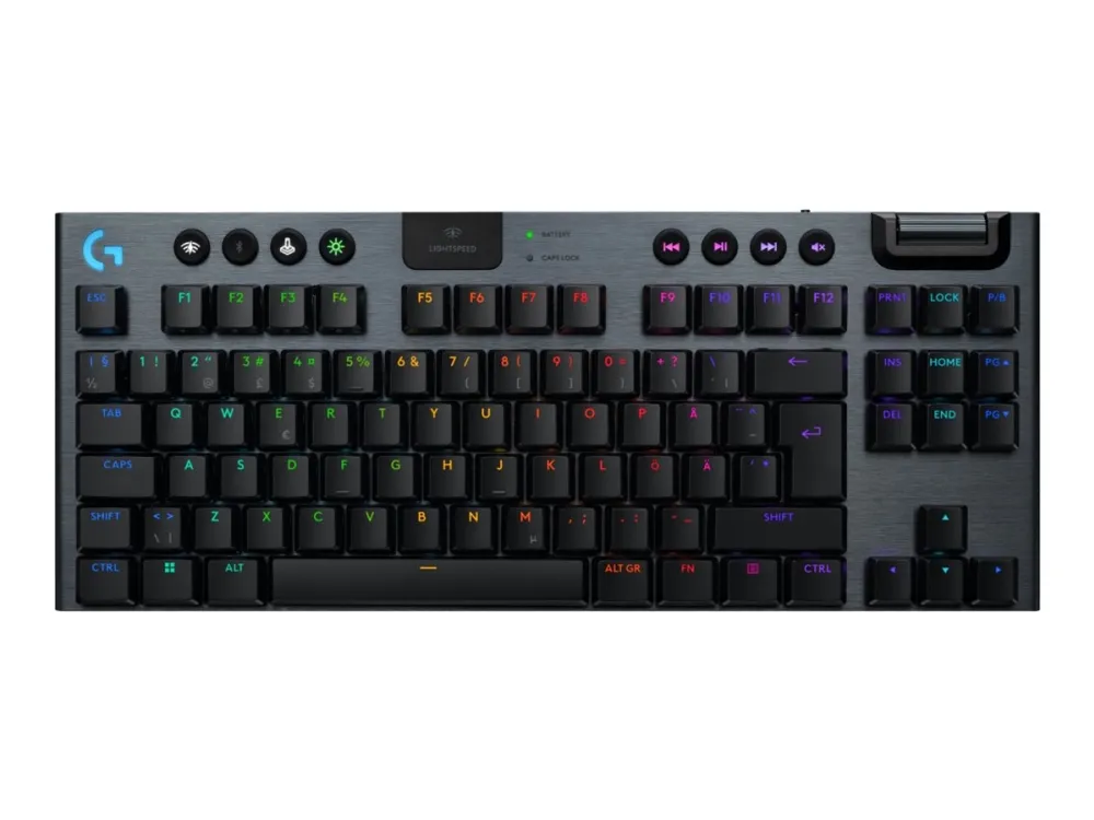 Logitech G G915 X - Tastatur - LIGHTSPEED - TKL - bagbelyst - trådløs - Bluetooth 5.0, 2.4 GHz, USB - QWERTY - nordisk (dansk/finsk/norsk/svensk) - tastkontakt: GL Linear - sort