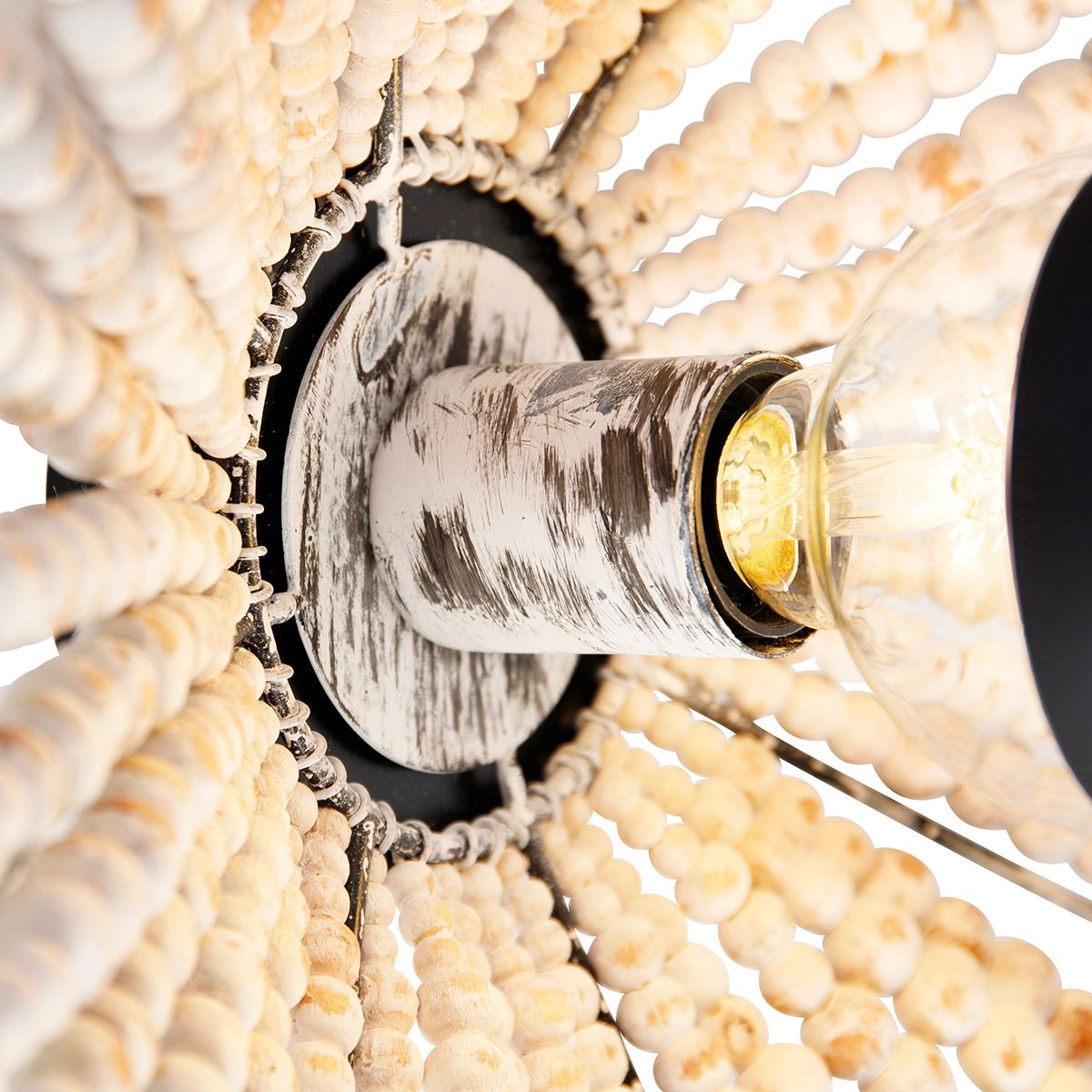 Oosterse wandlamp beige met kralen - Moti