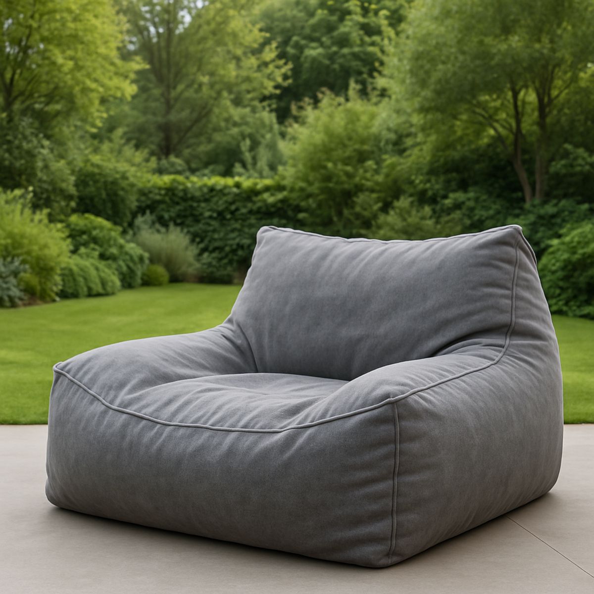 Sitzsack grau, Baumwollmischgewebe, 100x100x60 cm, Polystyrolfüllung, abnehmbarer Bezug