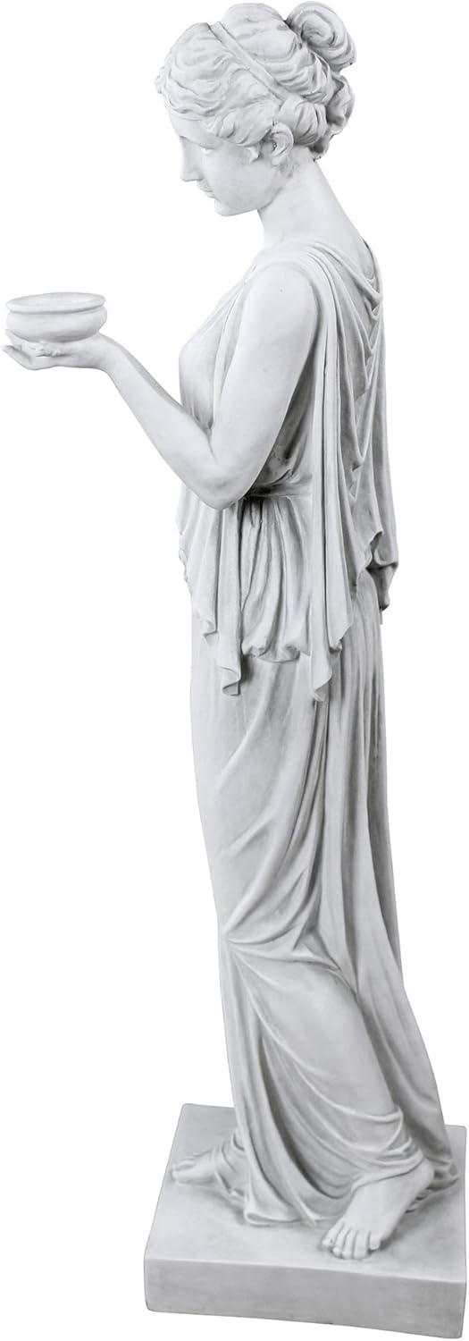 Design Toscano Hebe, die Göttin der Jugend griechische Gartenstatue, Polyresin, antikes steingrau, groß 81 cm