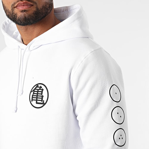 Sweat Capuche Kame Kanji Chest Blanc Noir