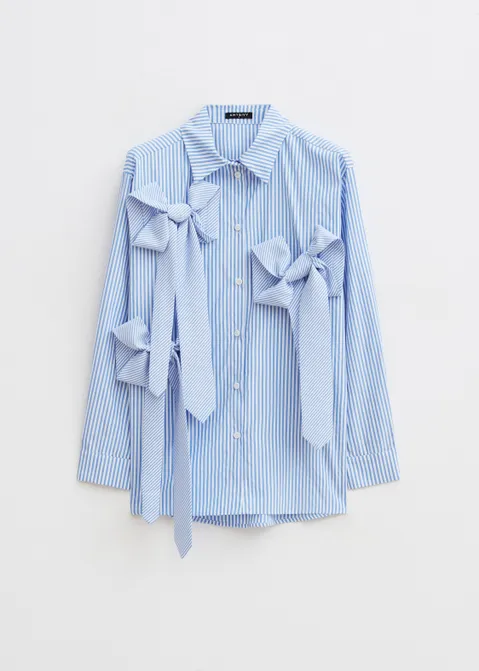 Blouse met grote strikken blauw (BLW)