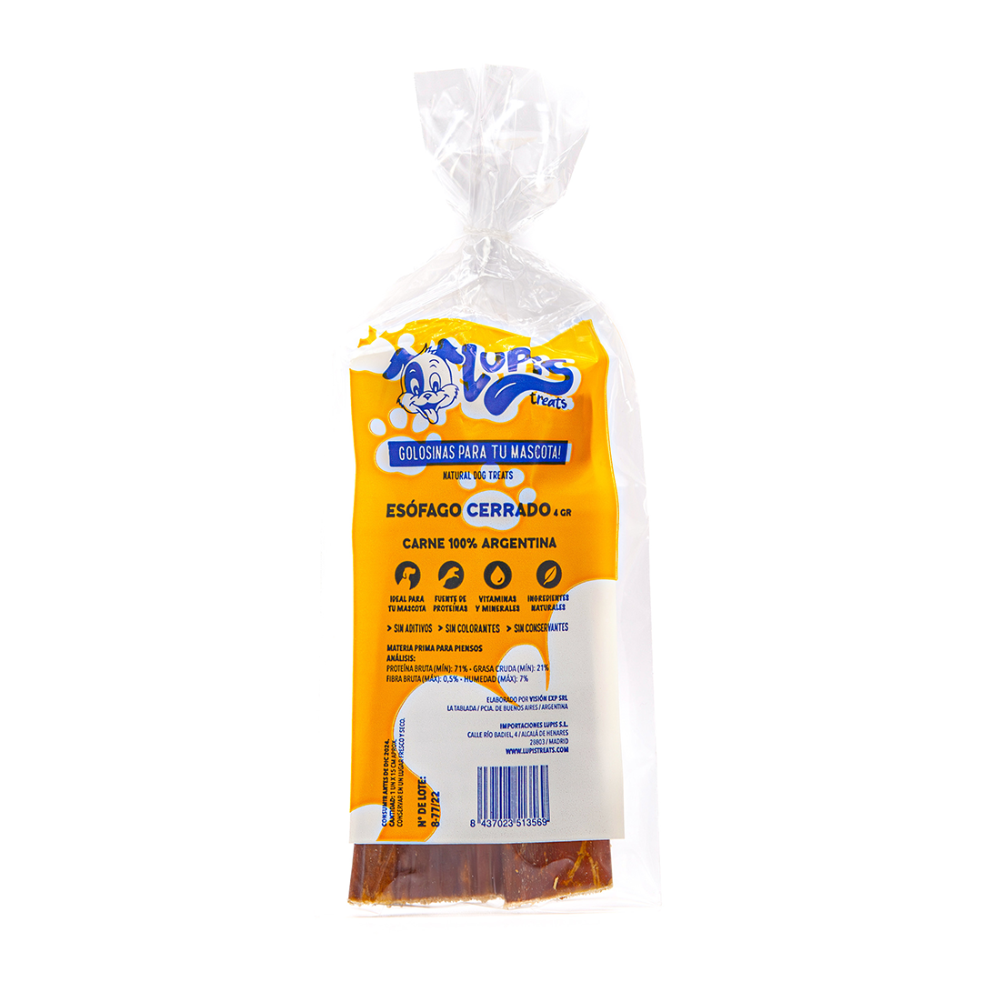 Esôfago Fechado 4 a 5 g Premium 100% Natural. Fabricado na Argentina.