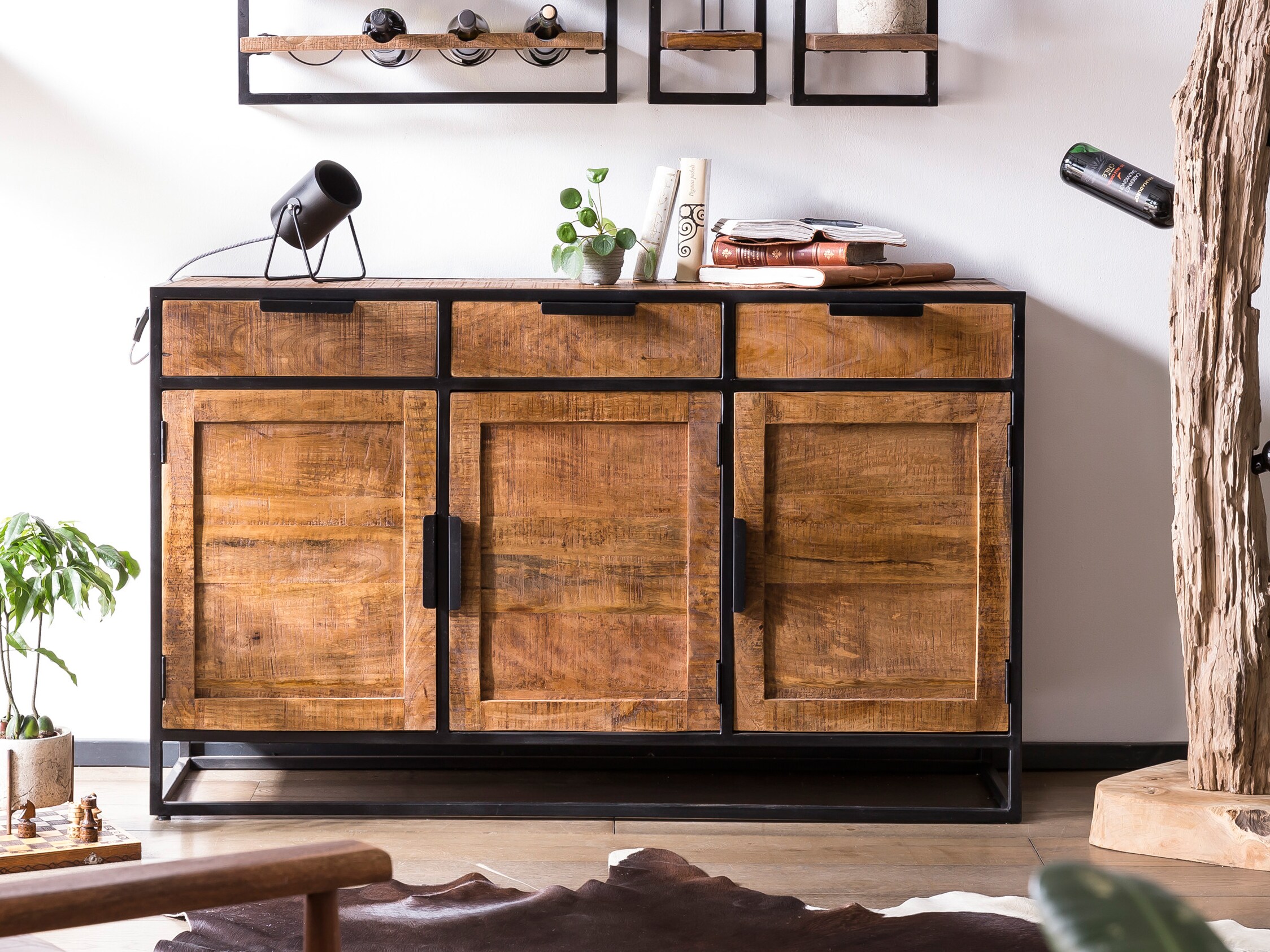 Sideboard Sidney Mangoholz Kommode Wohnzimmer Esszimmer Schubladen Schrank