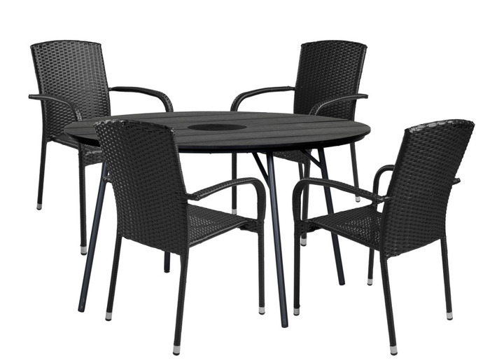 Havebord Montana sort Ø130 cm - Sunlife
