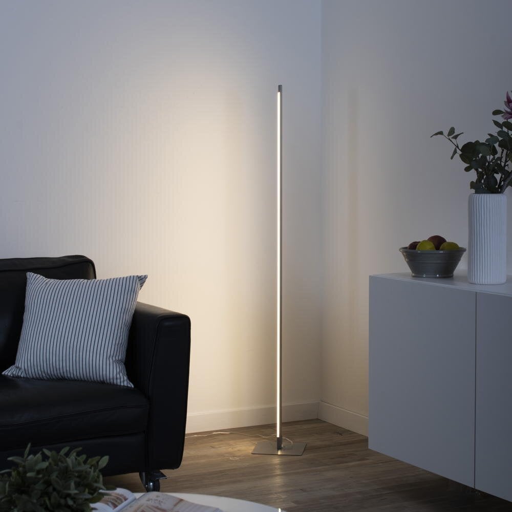 famlights | Alexia LED vloerlamp in zilver, 10,8W, 1200lm, recht