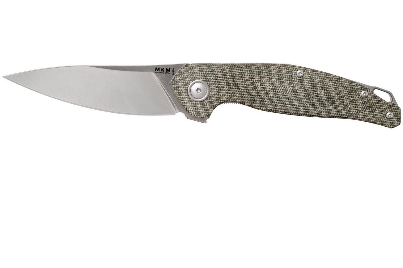 MKM Goccia GC-GC Green canvas Micarta zakmes, Jens Anso design