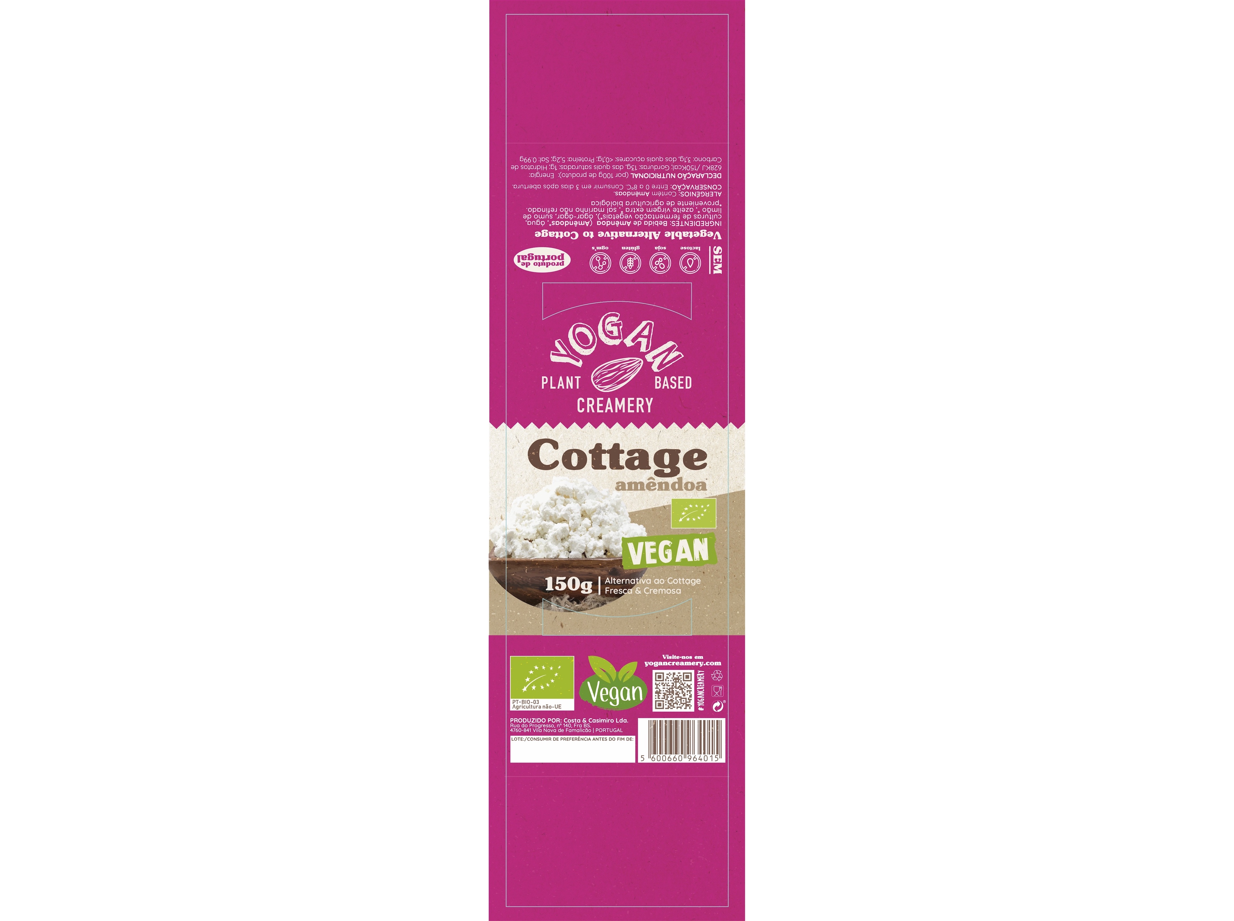 COTTAGE AMÊNDOA YOGAN BIO VEGAN 150 G