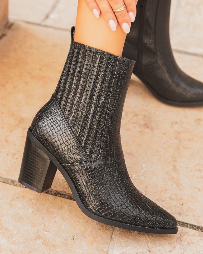 Bottines femme noires à talon - Charlize