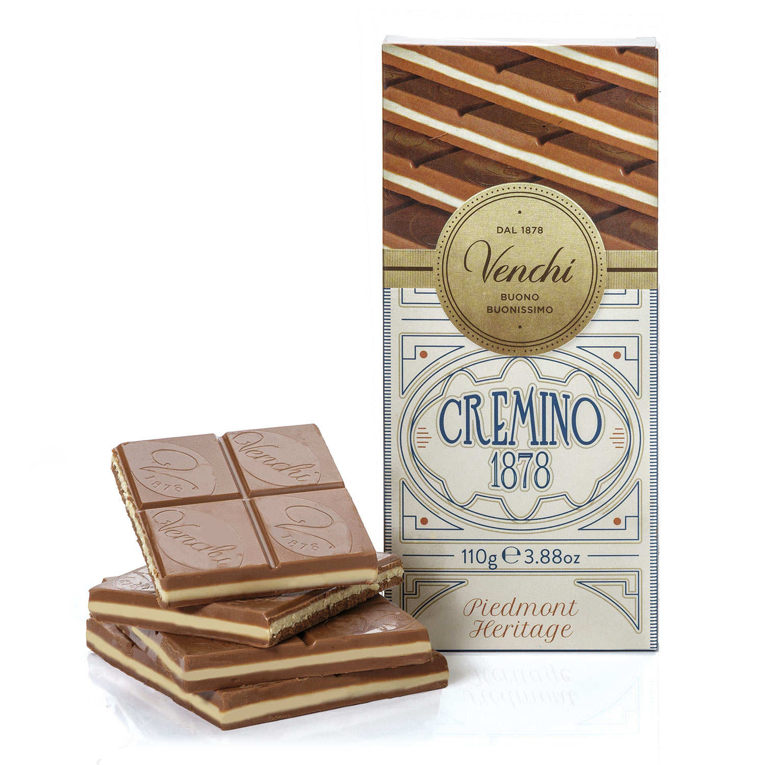 Tablette chocolat blanc et Gianduja -  Cremino 1878