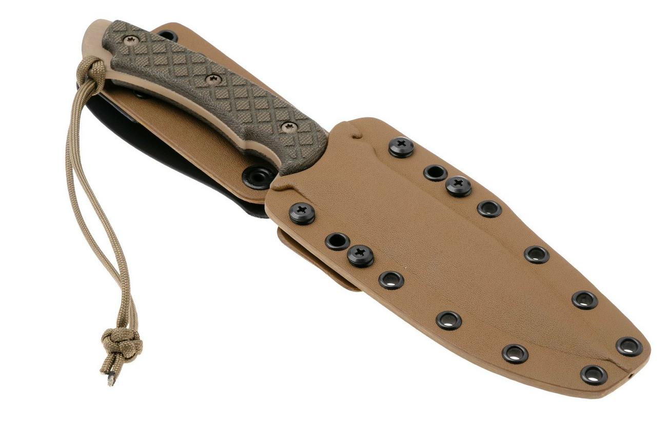 Spartan Blades Horkos SB4DEGRKYTN Flat Dark Earth, Green Micarta, survivalmes, kydex schede
