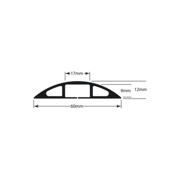 D-line kabelgoot halfrond zwart 60/12 mm 1.8 meter