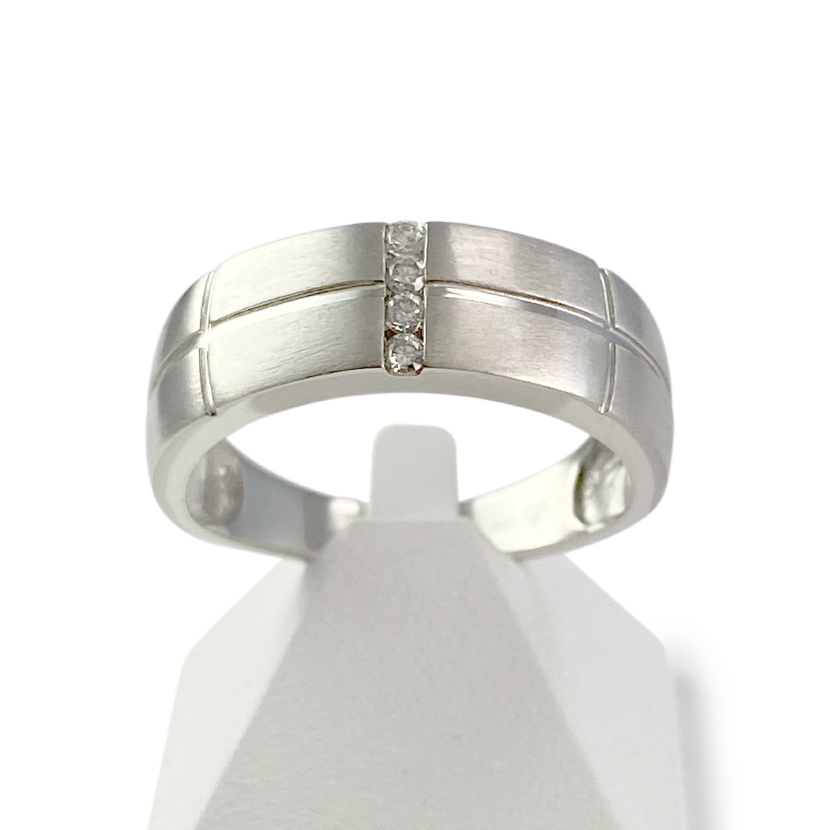 Chevaliere d'occasion or 750 blanc diamant