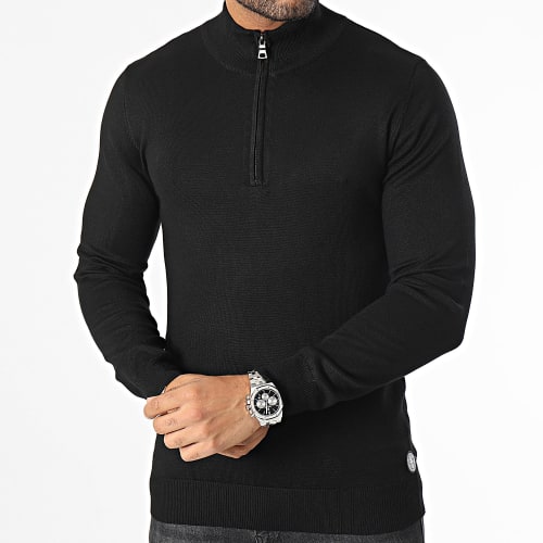 Pull Col Zippé Noir