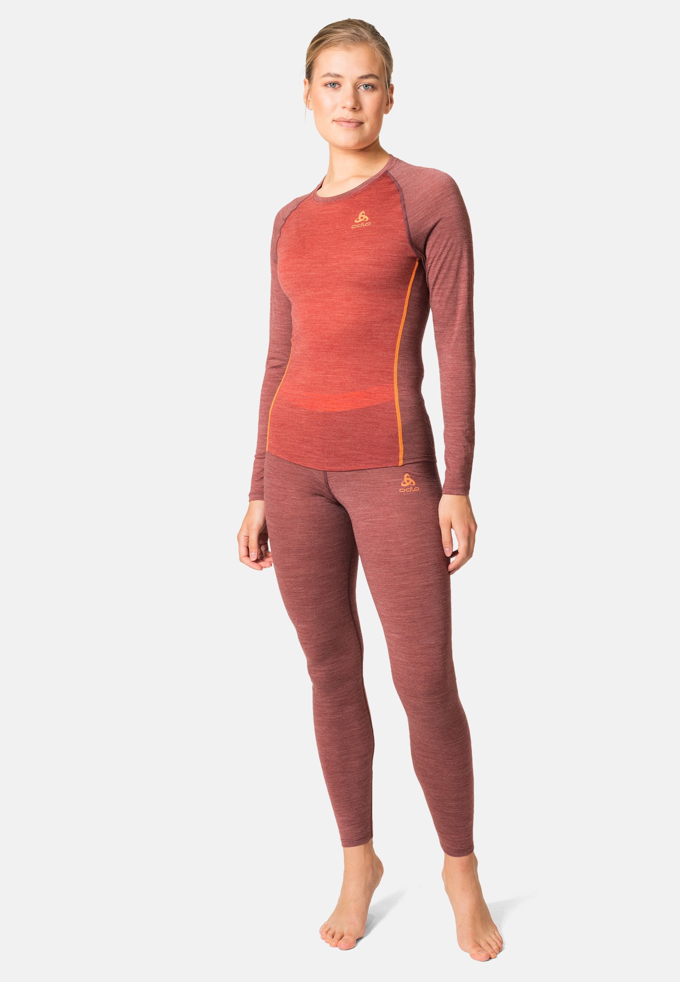 Natural Performance Wool 130 Base Layer Tights in spiced apple melange  - live wire