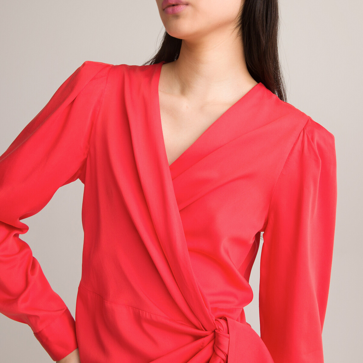 COLEÇÃO LA REDOUTE<br>Vestido curto, estilo envelope, mangas compridas