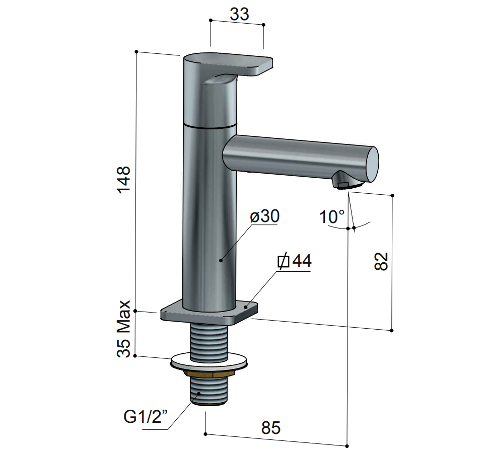 Hotbath Gal fonteinkraan geborsteld gunmetal PVD