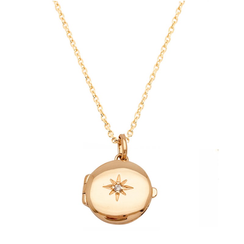 Collier médaillon secret plaqué or 18 K