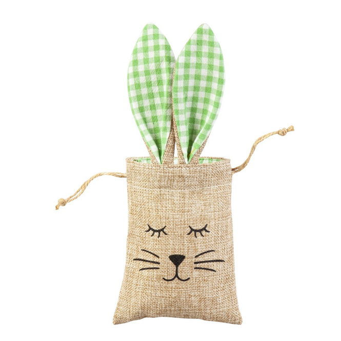Geschenktasche mit Hasengesicht - aus Jute - ca. 10,5 x 33 x 0,5 cm - 1 Stück