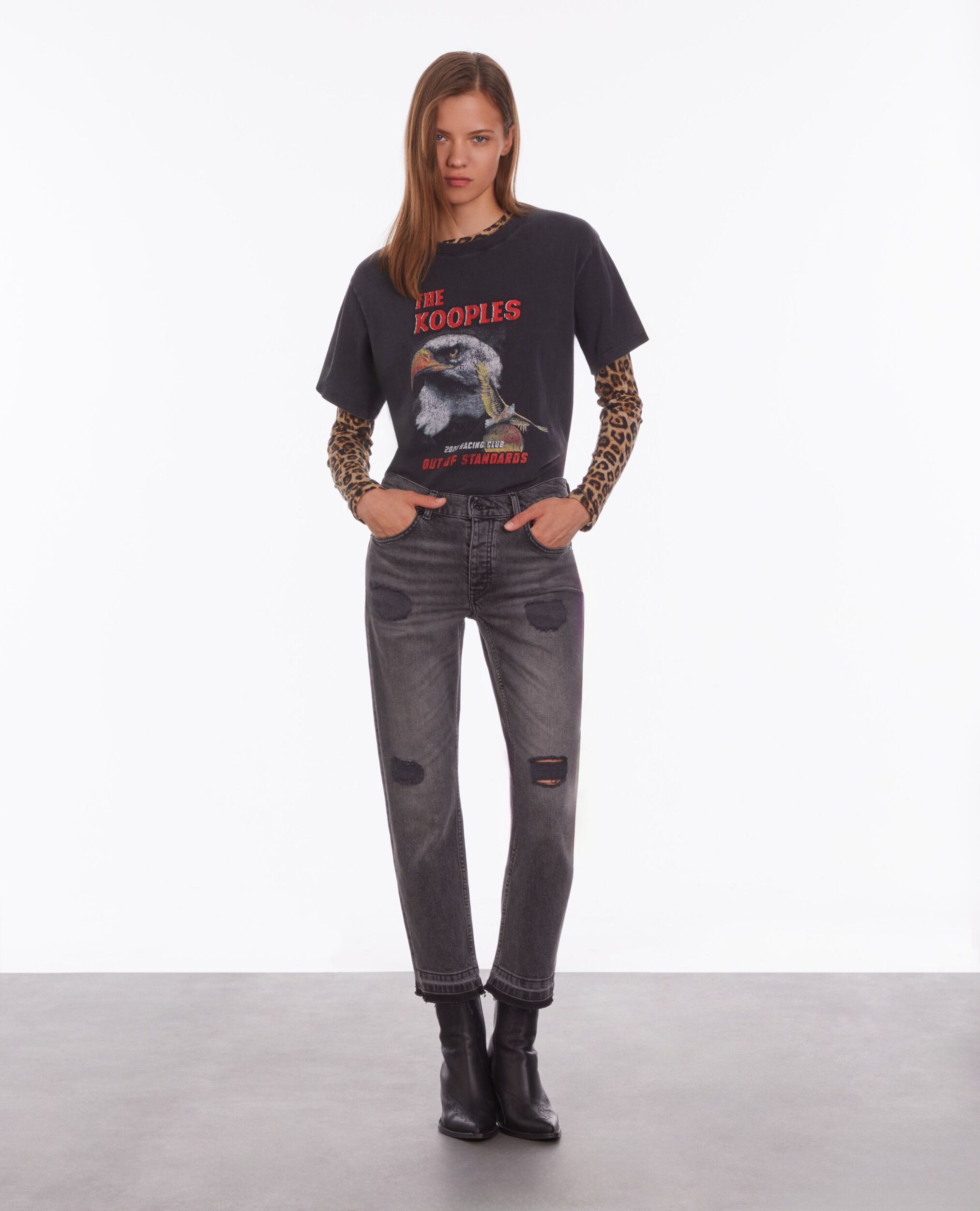 T-shirt noir avec sérigraphie Eagle