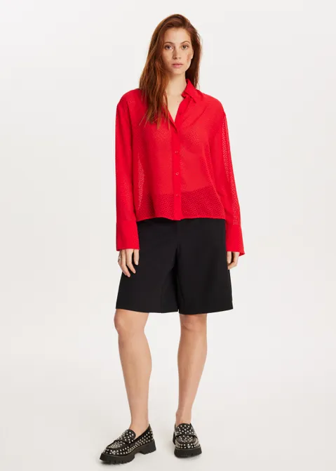 Blouse met stippendetails rood (ROO)