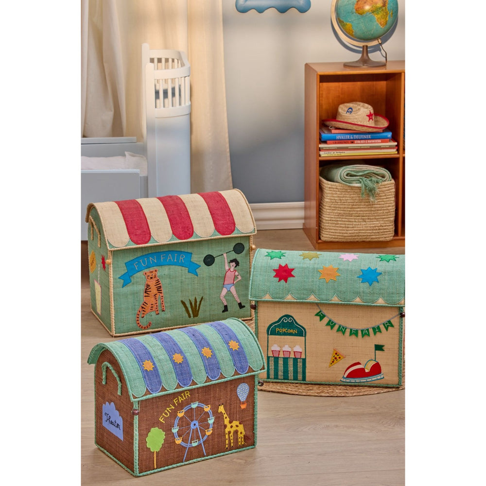 Køb Rice Mint Fun Fair Theme Raffia Toy Kurve 3-Pack