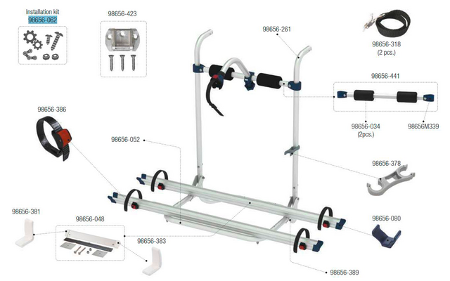 Fiamma Montagesatz passend für Carry Bike Caravan Hobby - Fiamma Ersatzteilnummer 98656-062