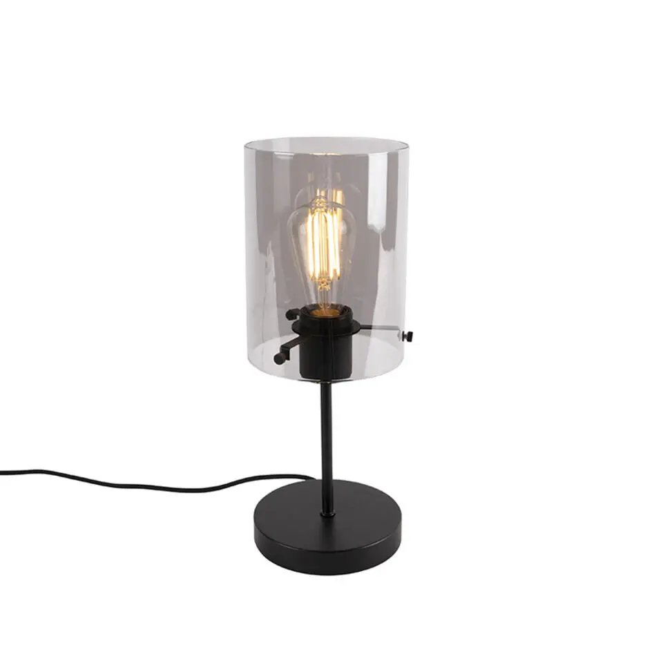 Qazqa tafellampen dome zwart e27
