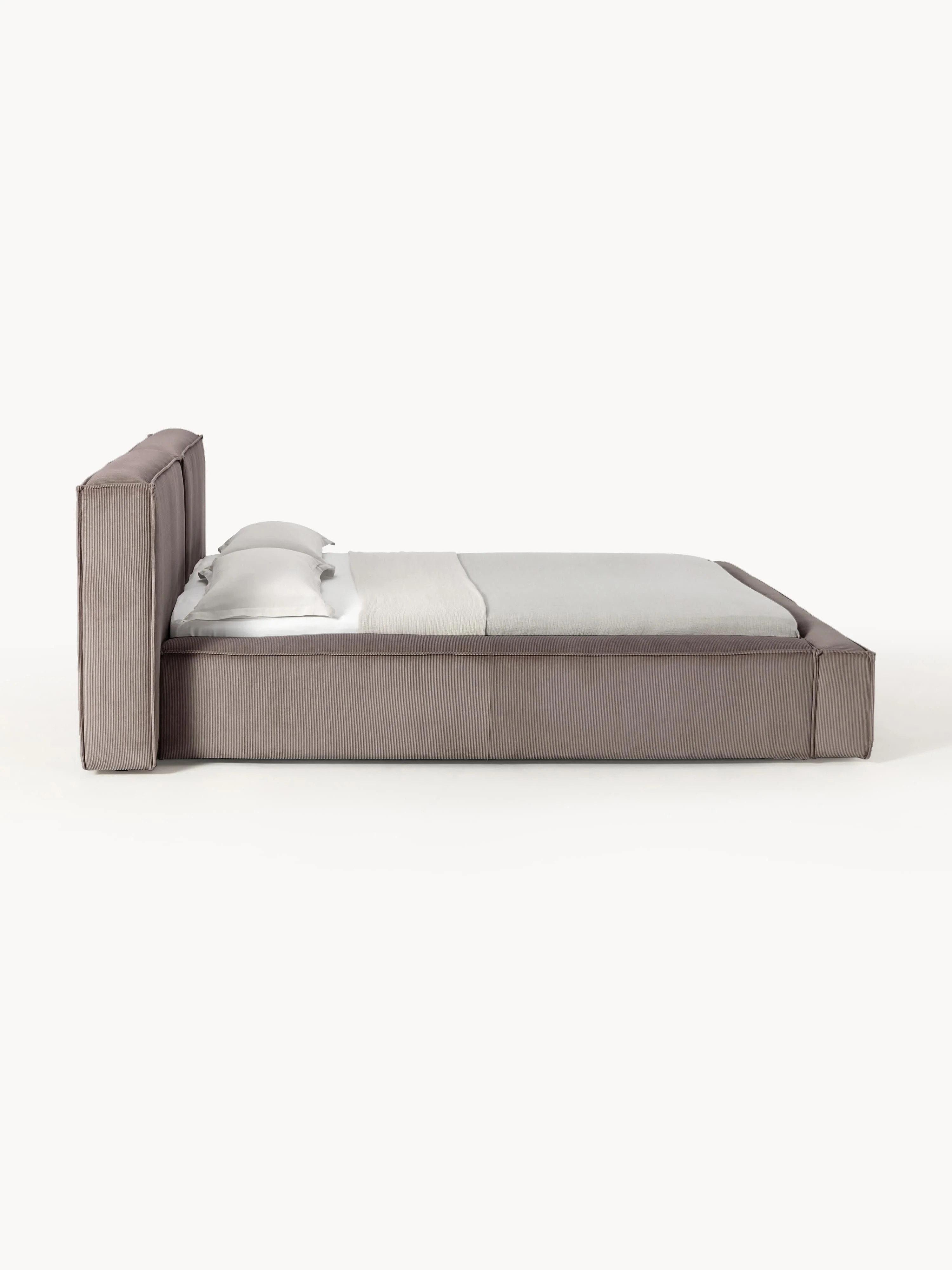 Gestoffeerd bed Lennon van corduroy met opbergruimte