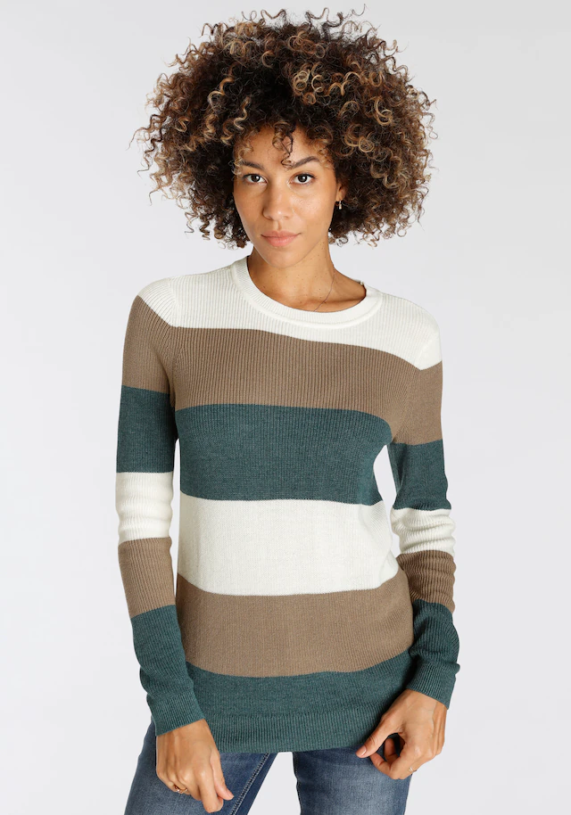 H.I.S Strickpullover , in Streifenoptik mit Rundhalsausschnitt