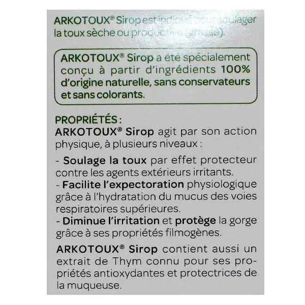 Arkopharma Arkotoux Sirop Soulage La Toux 140ml