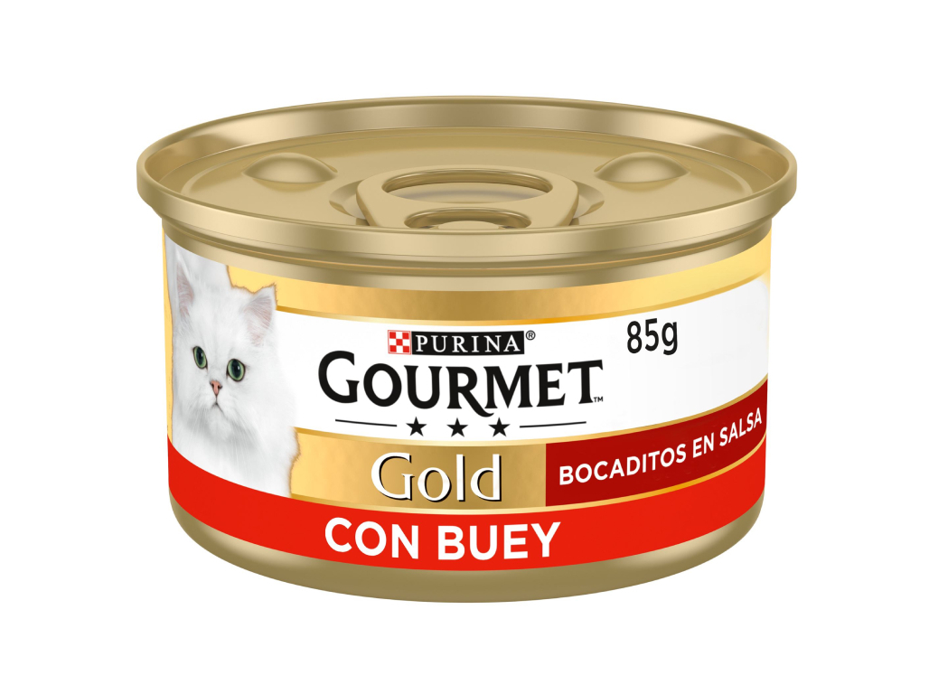 COMIDA HÚMIDA PARA GATO GOURMET GOLD COM CARNE VACA 85G
