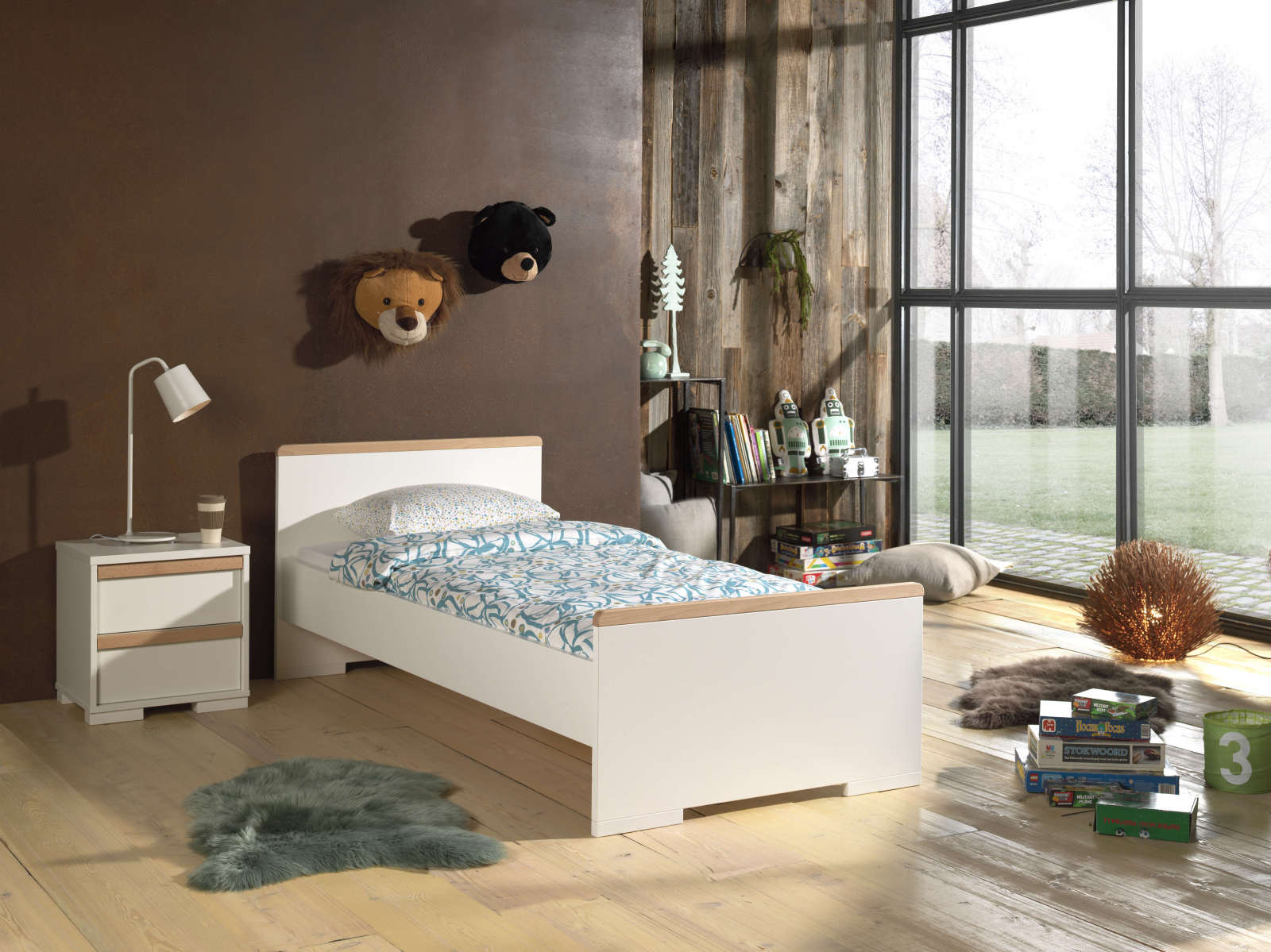2-teiliges Jugendzimmer-Set LONDON - weiß - Buche - 90x200 cm