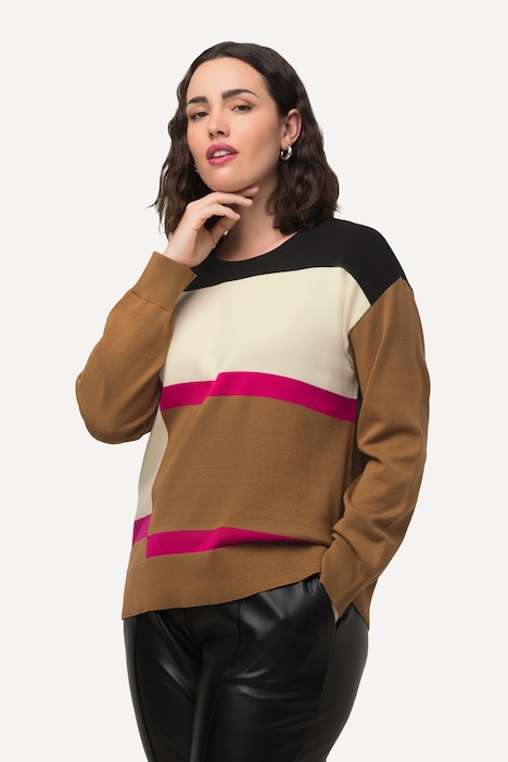 Pullover, Colorblocking, Oversized, Rundhals, 3/4-Arm