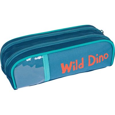 Trousse Dino - 2 compartiments - marine et bleu - Oberthur