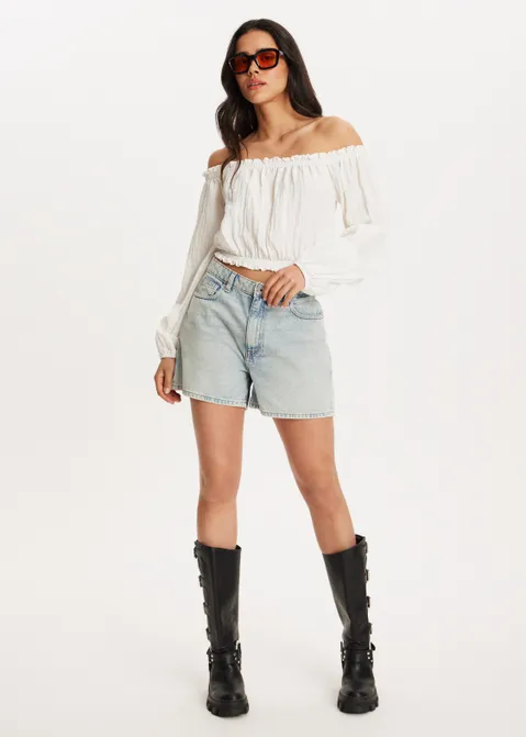 Off-shoulder top wit (WIT)