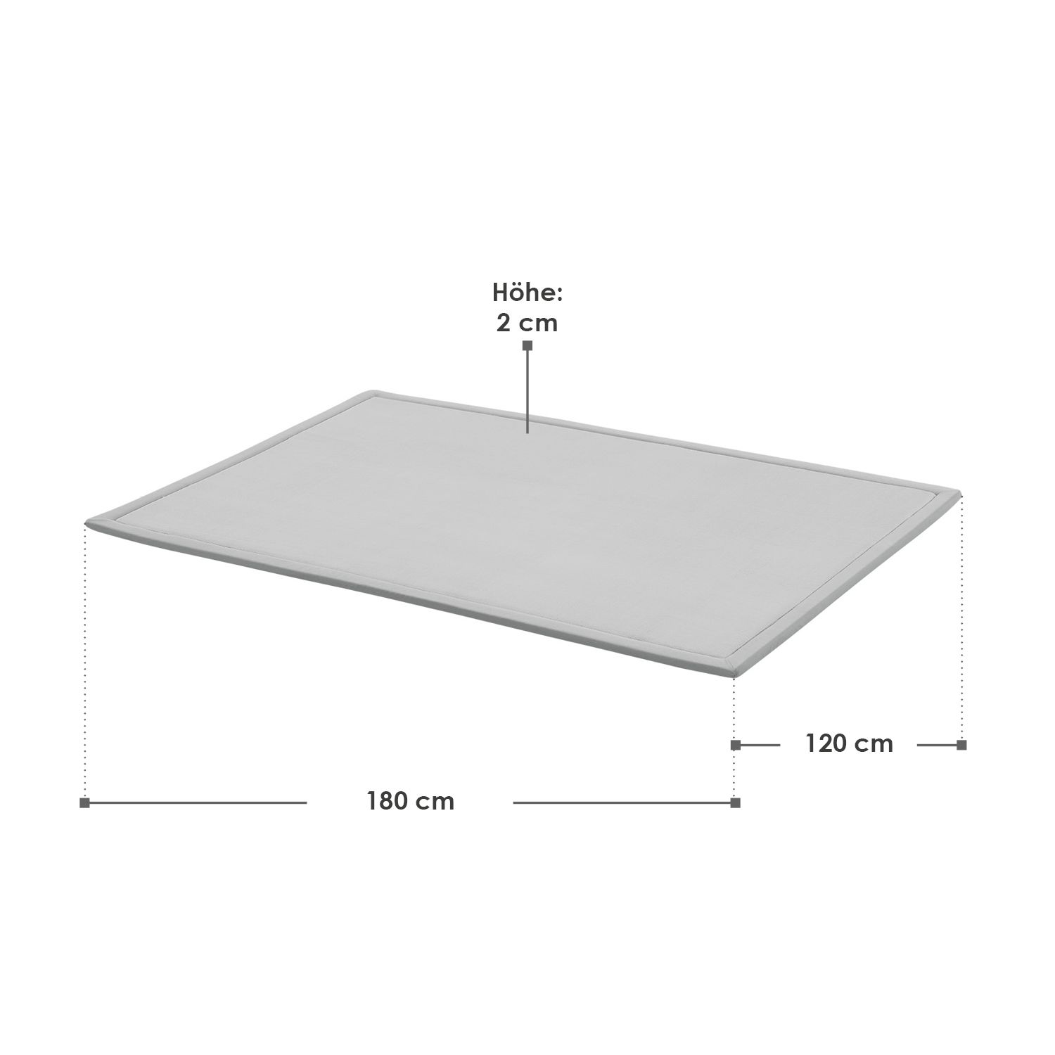 Juskys Krabbelmatte Maila Spielmatte 180x120 cm Yogamatte für Kind, Baby - rutschfest, weich - Grau