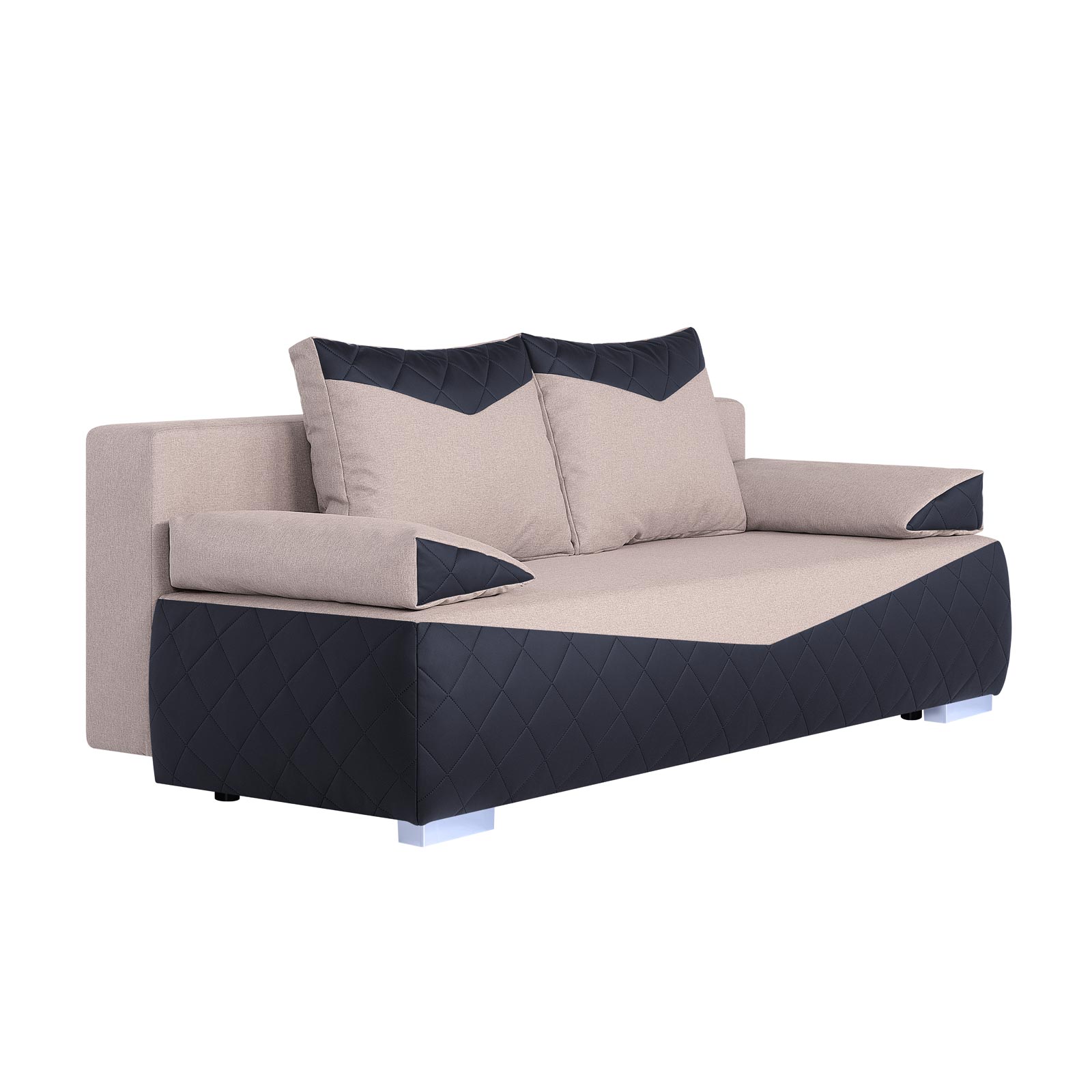 Boxspringsofa - schwarz-flamingo - Karosteppung - Dauerschläfer