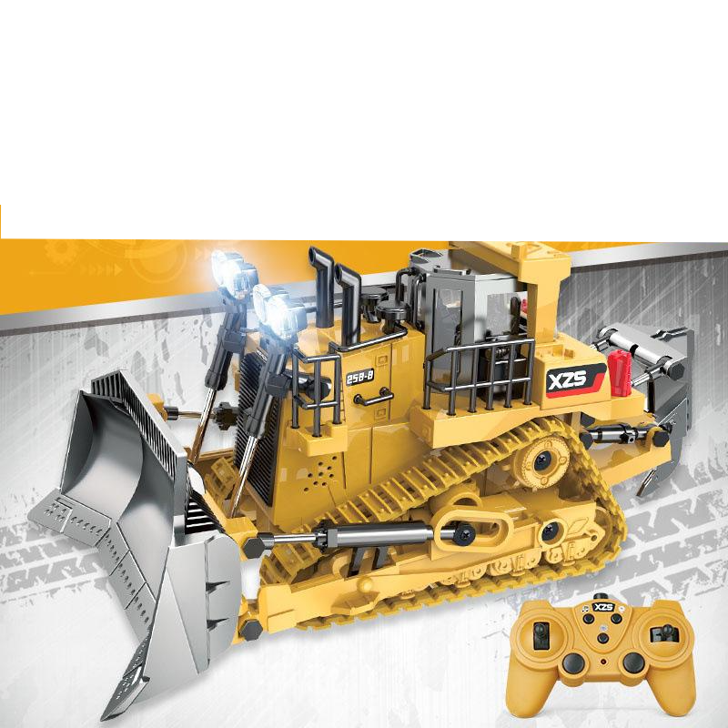 Ferngesteuerter 2.4GHz RC Spielzeug Raupenschlepper Bulldozer   Fernbedienung mit Geräuschfunktion und Beleuchtung - Gelb