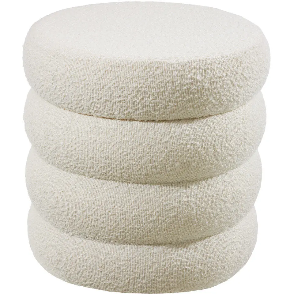 tectake Hocker Altu, gestoffeerd, opbergruimte, Bouclé Crèmewit