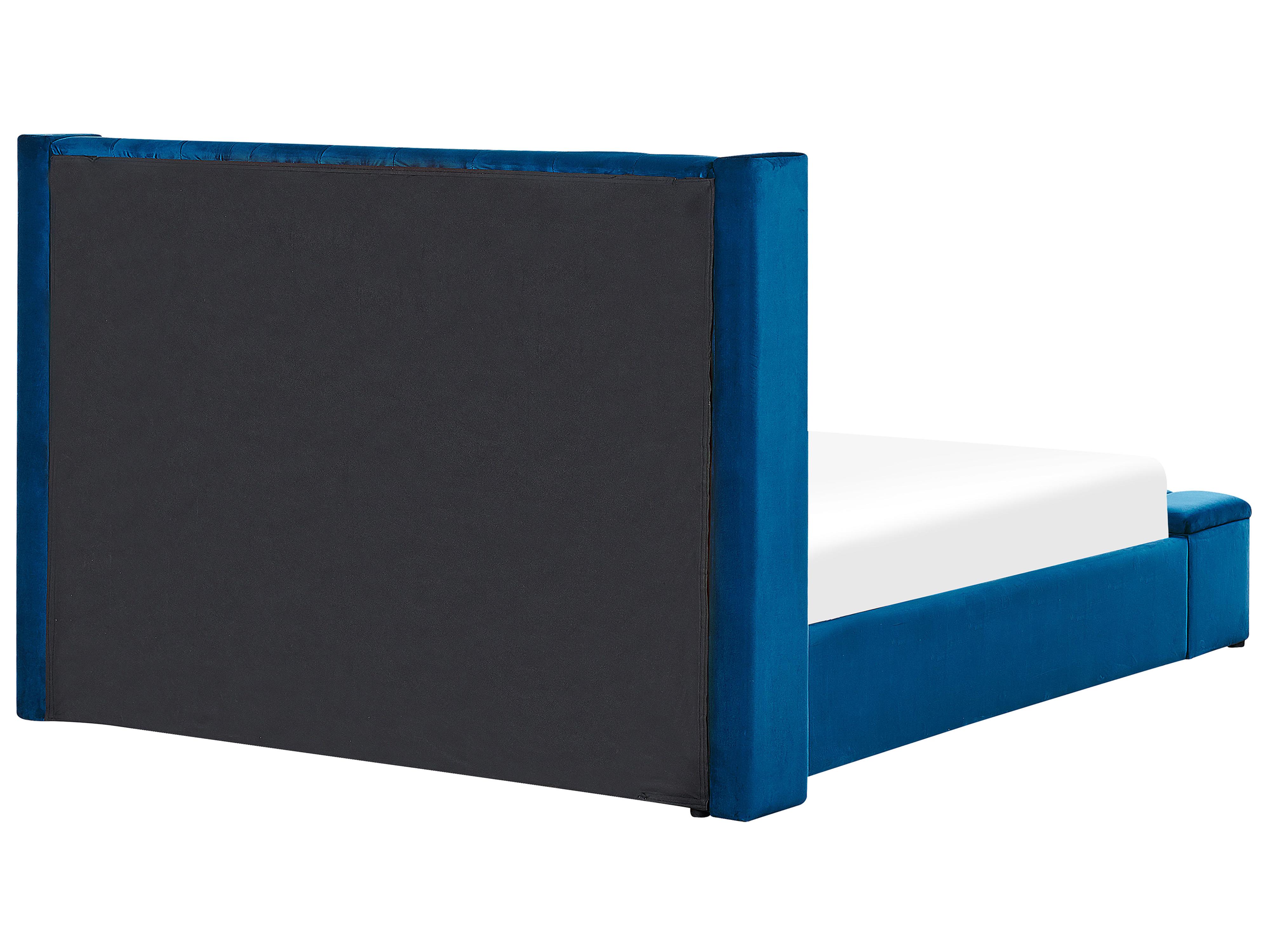 Waterbed met opbergbank Fluweel NOYERS 160 x 200 cm Blauw