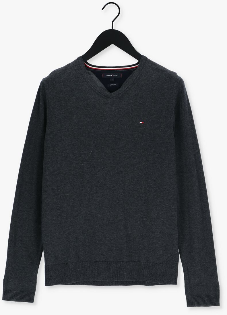 TOMMY HILFIGER grijze tommy hilfiger trui core cotton-silk vneck