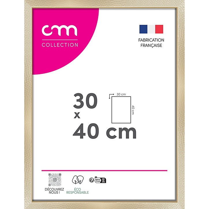Cadre photo Croisette cm Creation doré martelée l.43 x H.33cm