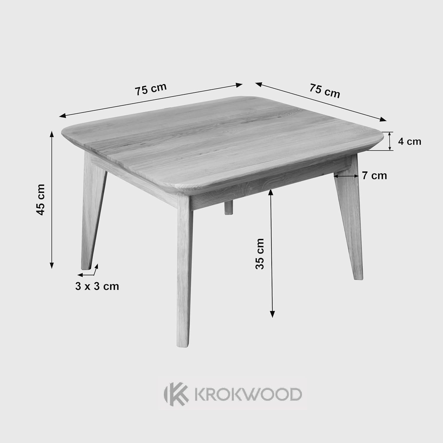 Krok Wood Couchtisch Paris aus Massivholz (Buche, 75 x 75 x 45 cm)