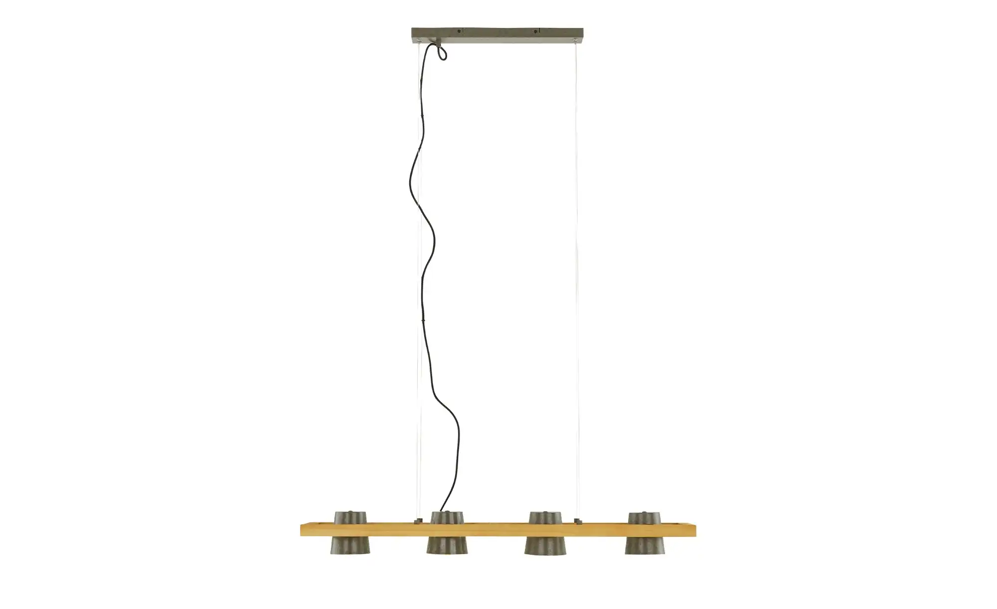 Trio Pendelleuchte, 4-flammig, Nickel antik mit Pinienholz