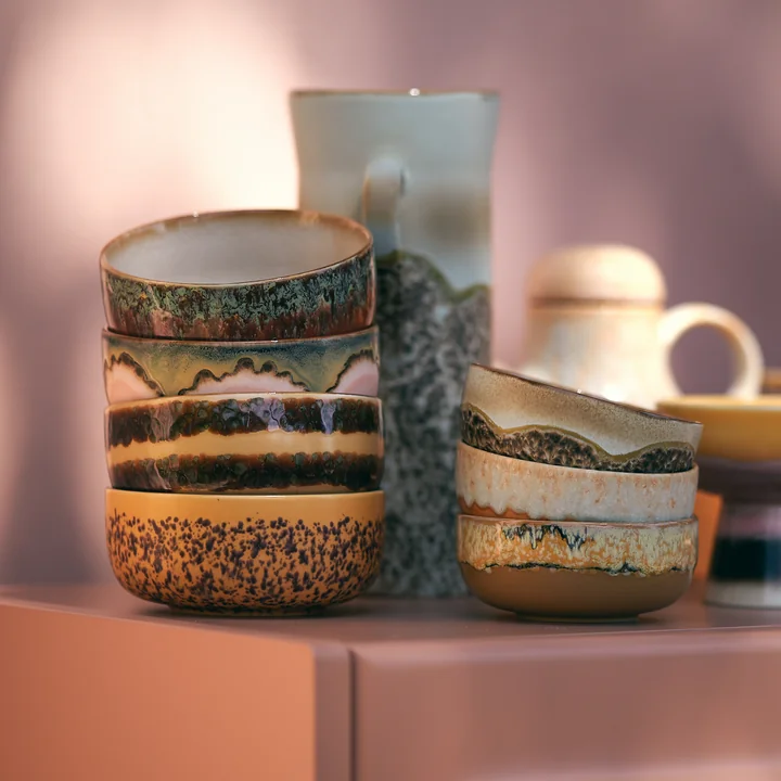 HKliving - 70's Dessertschale, Ø 12,5 cm, cliffs