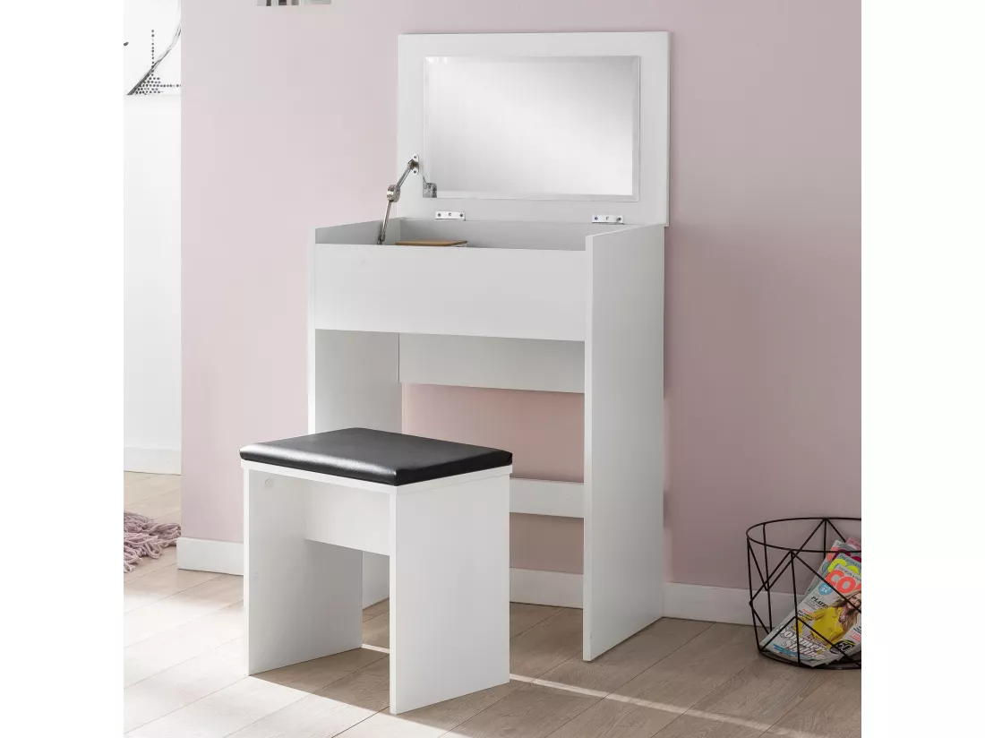 Coiffeuse Coiffeuse Coiffeuse Miroir Blanc & Tabouret